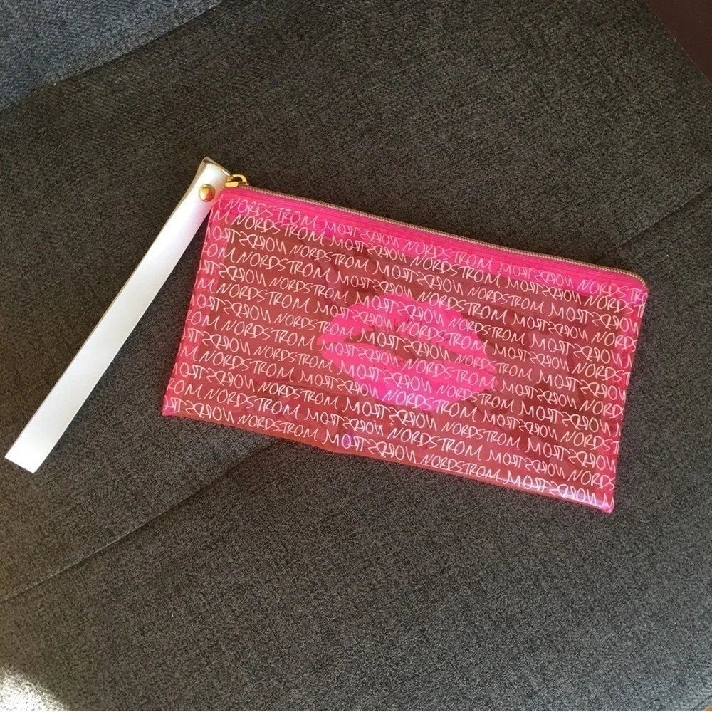 Nordstrom Clear Neon Lips Mini Clutch, Wristlet, Pink, White